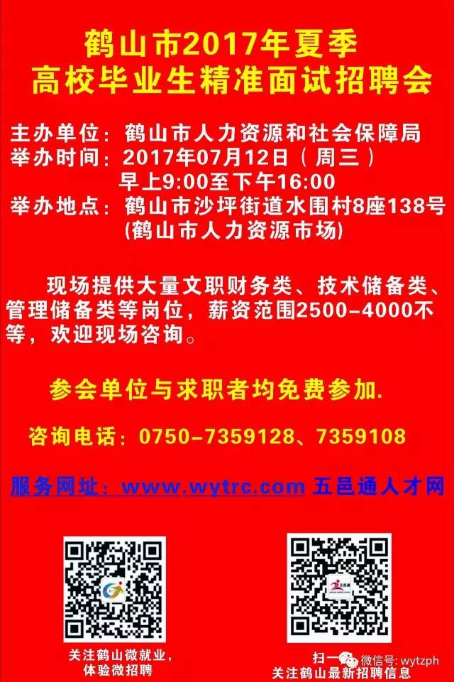 鹤山最新招工,鹤山最新招聘信息发布！