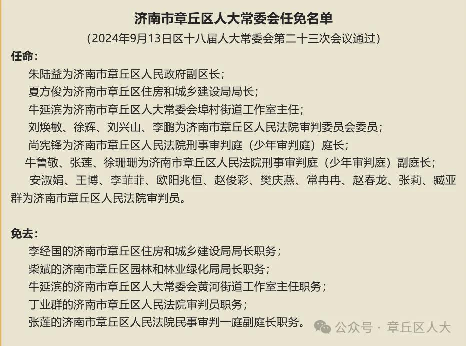 章丘最新干部任免名单,章丘最新干部任命公告